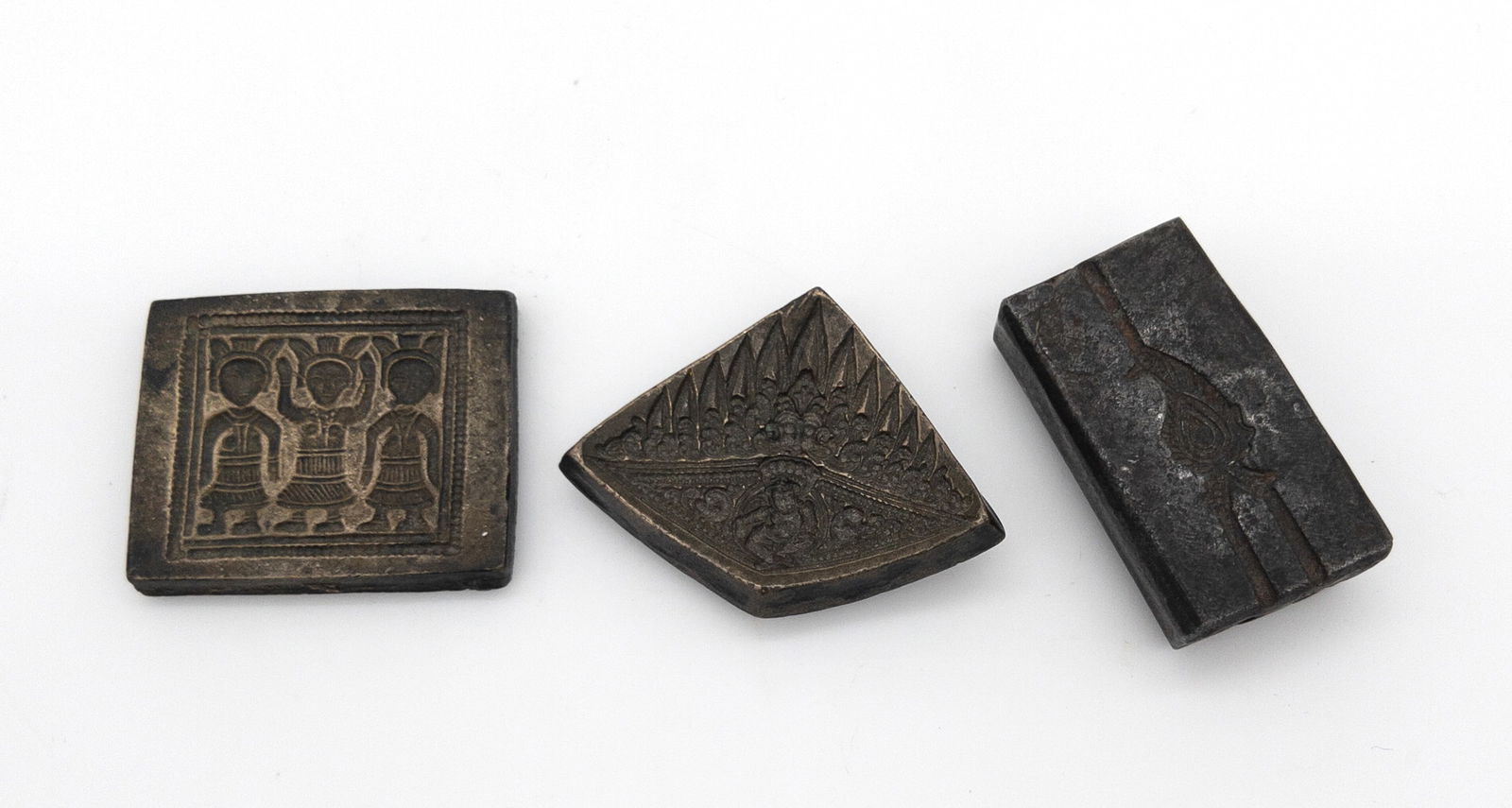 Lot of 3 Antique Indian Brass / Bronze Jewelry Molds (1 of 4)