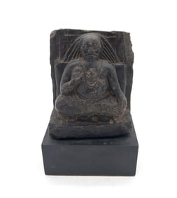 Indian Buddhist Black Schist Relief Sculpture, Follower of Vishnu