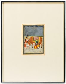 Early Indian Painted Illustration with Krishna In Pastural Setting