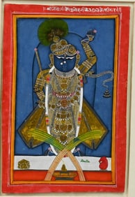 19th C. Indian Painting of Krishna in Form of Shrinathji