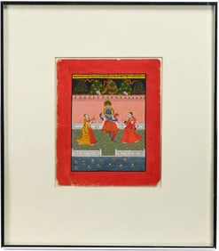 19th C. Indian Painting of Krishna With Dancing Ladies