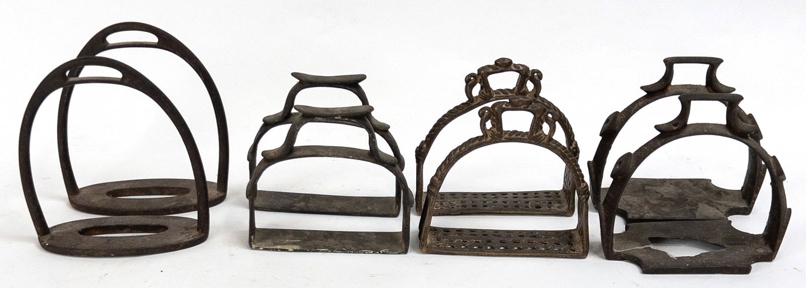 Four Pairs of Antique Indian Metal Stirrups (1 of 3)