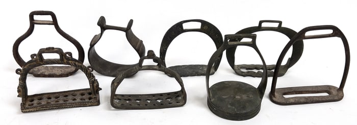 Lot of 8 Antique Indian Metal Stirrups