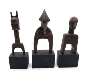Set of 3 African Carved Wood Tribal Weaving Tools