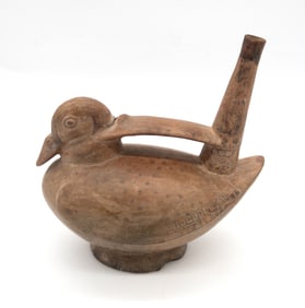 Incan Sican Style Ceramic Duck Whistle, North Peru