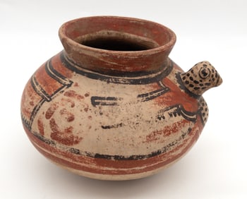 Pre-Columbian Costa Rica Polychrome Bird Effigy Pottery Bowl