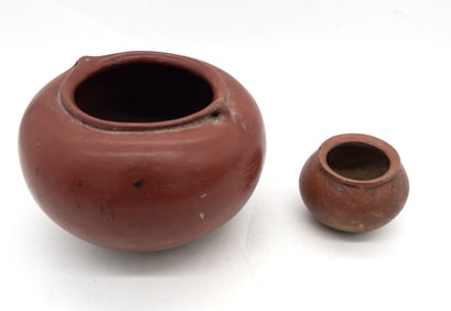 Lot of 2 Pre-Columbian Mexico Red Glazed Pottery Bowls