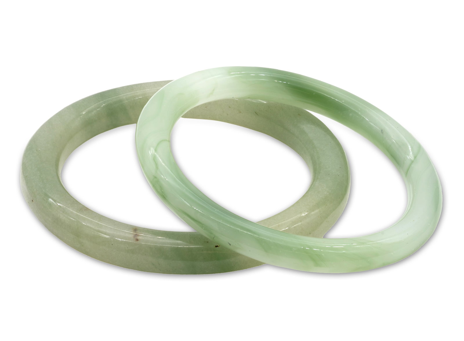 Two Green Jade Bangle Bracelets (1 of 3)