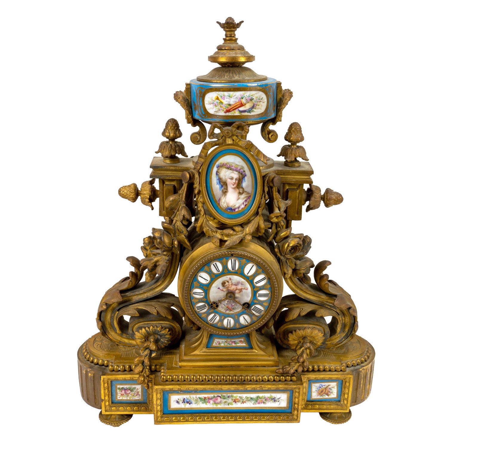 19th C. French Bronze Ormolu & Porcelain Philippe H. Mourey Clock (1 of 3)