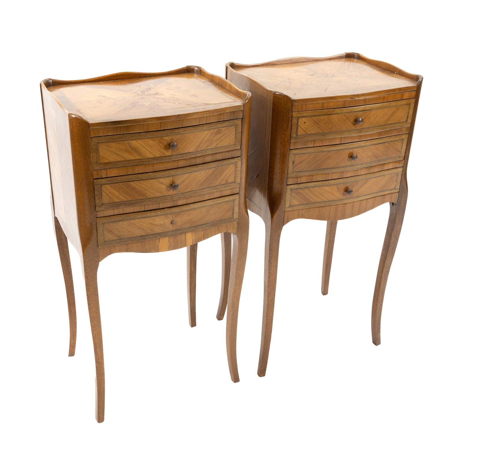 Pair Of Louis XVI Style Marquetry Inlaid Bedside Cabinets (1 of 3)