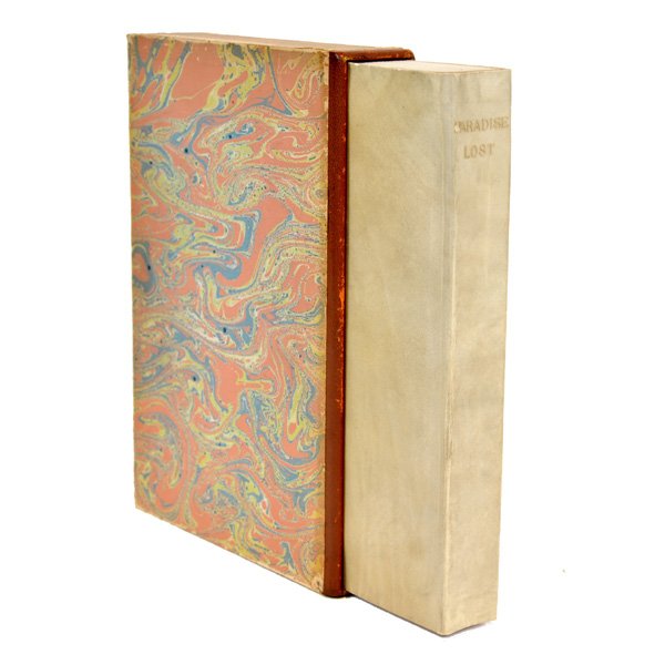 Milton, John, Paradise Lost, Dove Press: Milton, John, Paradise Lost a Poem in XII Books The Author John Milton, 387pp, printed in red and black, original full vellum and box sleeve, Printed by T.J. Cobden-Sanderson & Emery Walker at The Dov
