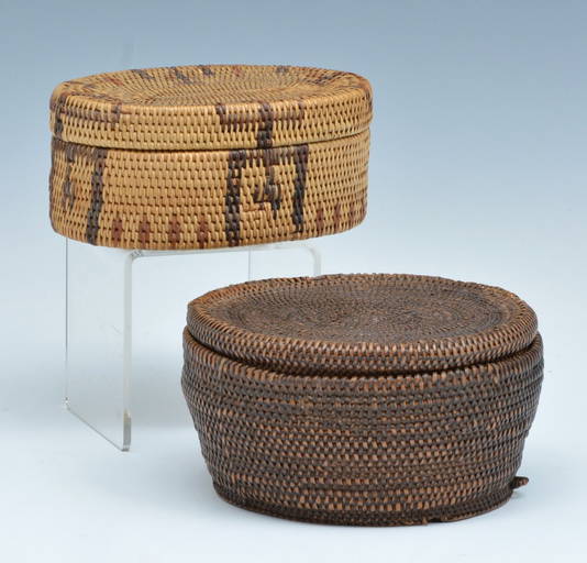 (2) Native American Baskets with lids Oct 25, 2014 San Rafael