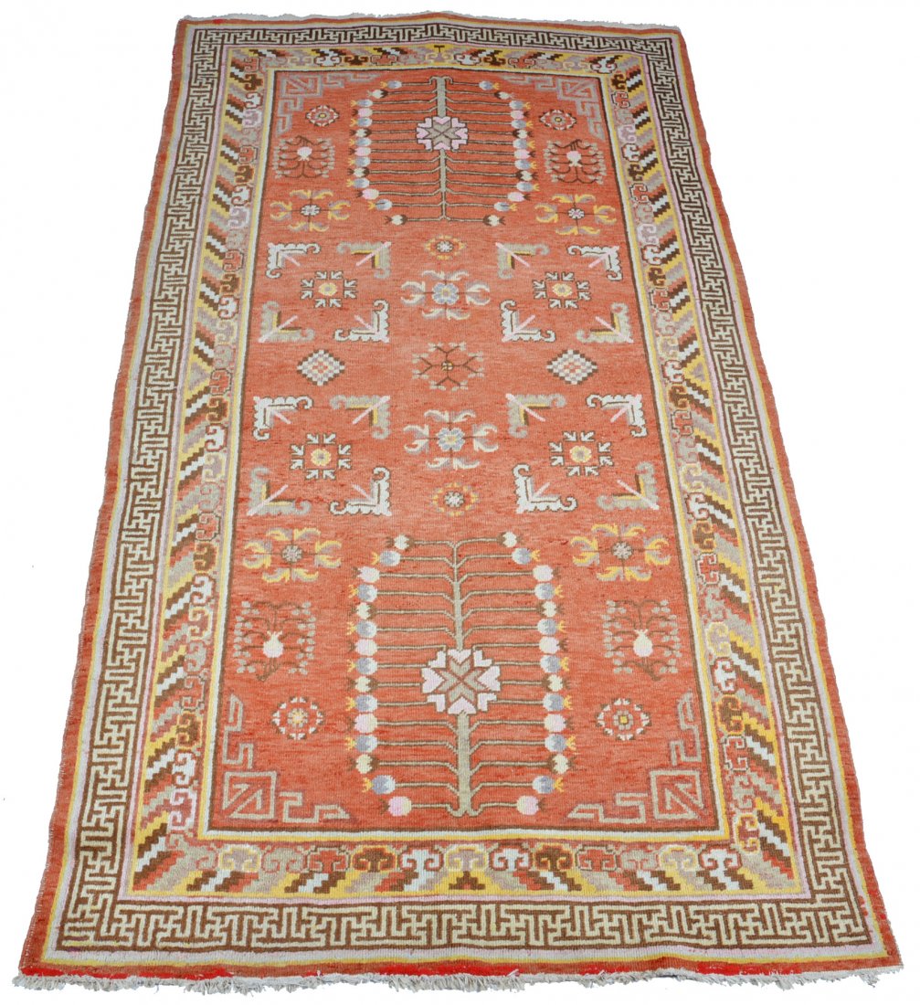 Oriental hall carpet with opium poppy design, 8'10" x: Oriental hall carpet with opium poppy design, 8'10" x 4' x 7", good condition.