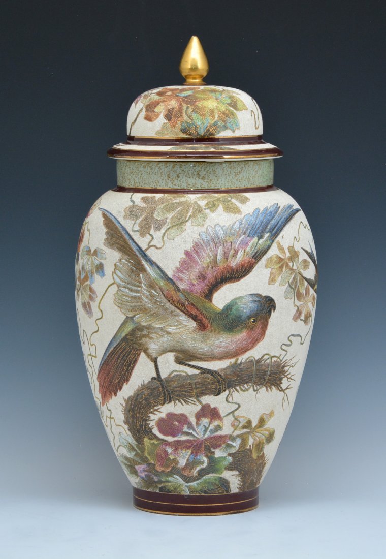 Monumental Royal Bonn Vase With Lid: Monumental Royal Bonn Vase With Lid, marked on bottom, 22.5" t, good condition.
