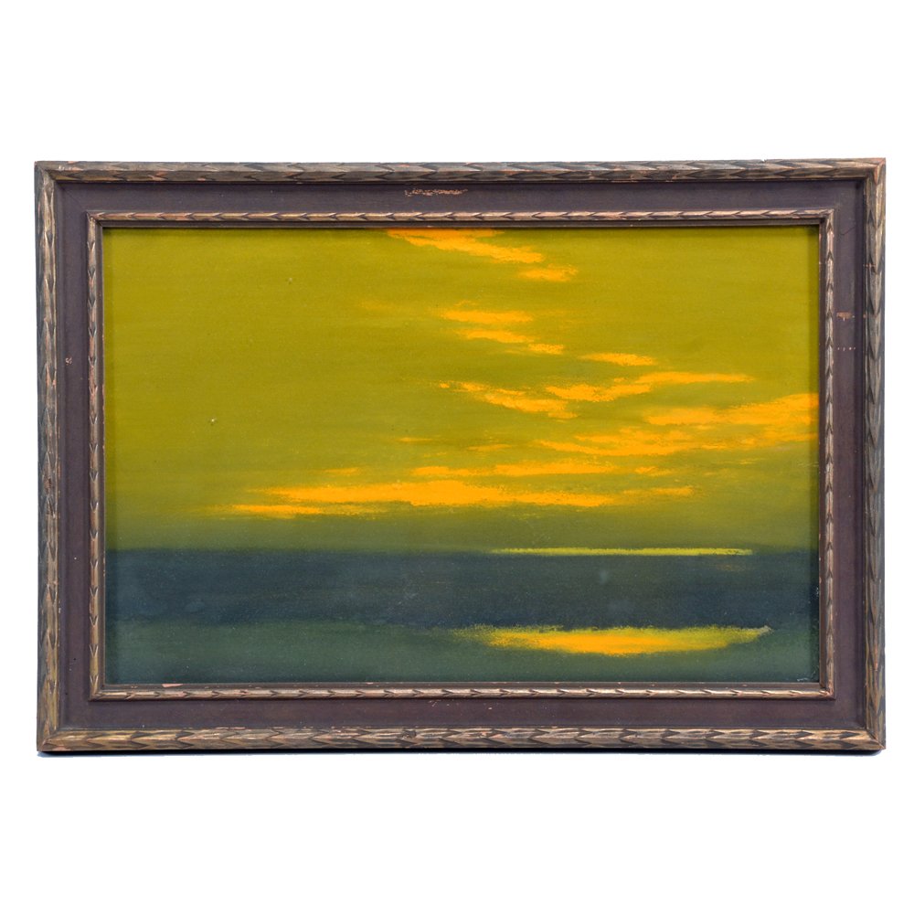 Edwin Siegfried (Ca, 1889-1955), "Sunset", pastel: Edwin Siegfried (Californian, 1889-1955), "Sunset", pastel, signed and titled verso, 10.5 x 16.6" viewed, very good condition.