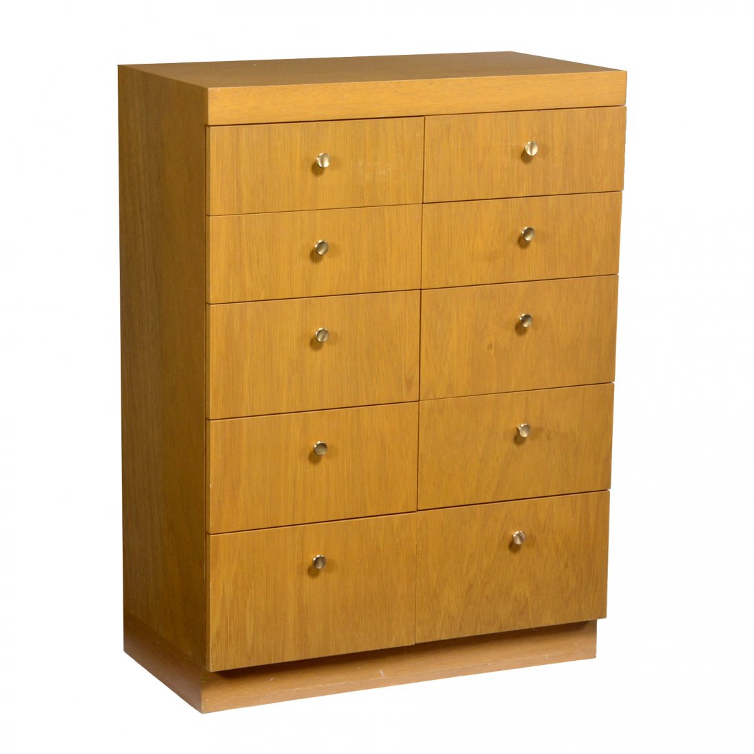 Oak Dresser Frank Lloyd Wright/John Howe: Frank Lloyd Wright design 10 drawer oak dresser of simple design with brass pulls, 44"h x 32"w x 17.25"d. Very good original condition. From the estate of John H. Howe, architect and 32 year chief dra