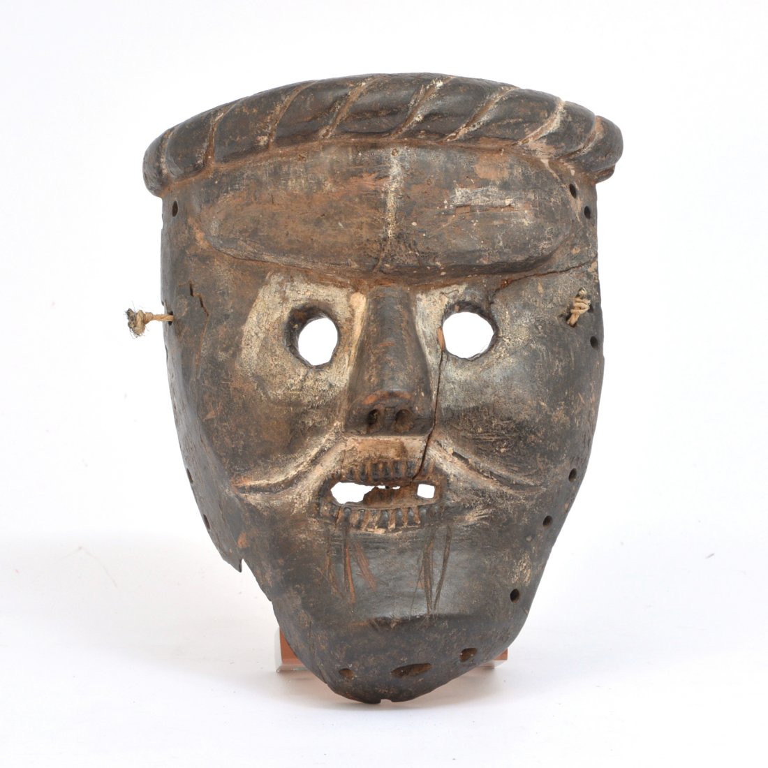 Himalayan Mask, Nepal, 19th C., 9": Himalayan Mask, Nepal, 19th C. patinated wood, crack, 9"