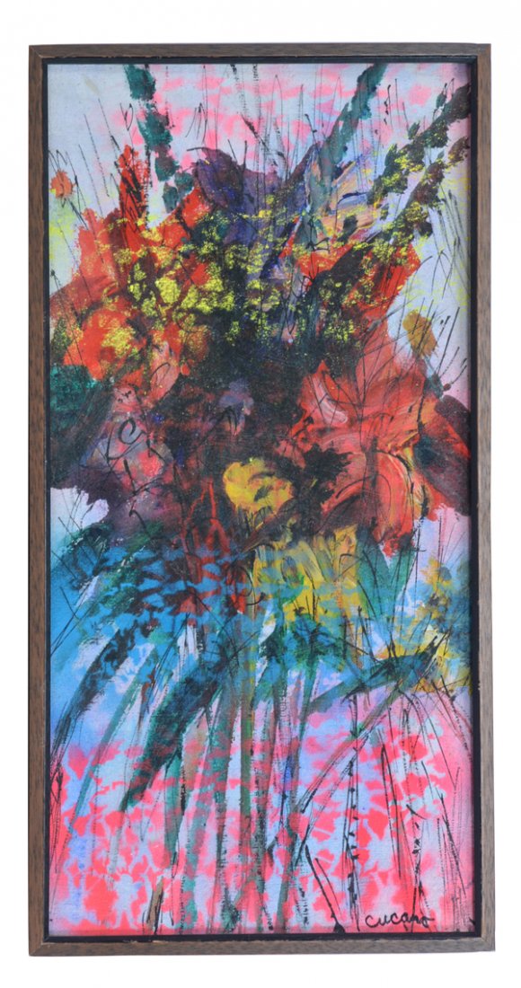 Pascal Cucaro (American, 1915-2004), Still life, o/c: Pascal Cucaro (American, 1915-2004), Still life, oil on canvas, signed lower right, 24" x 12", very good condition.