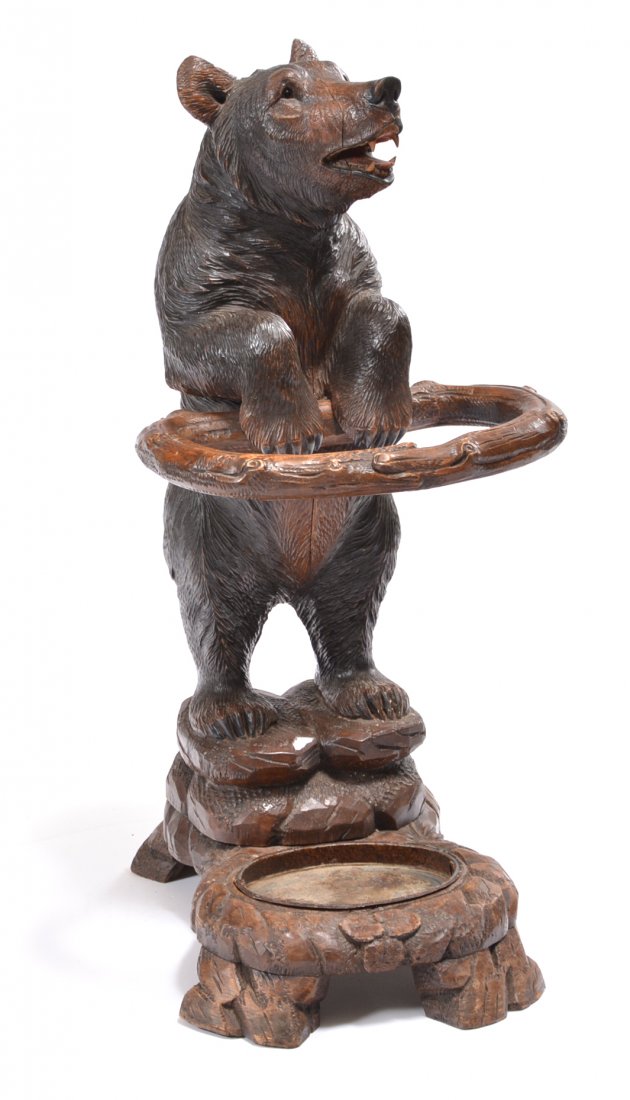 German Black Forest Carved Bear Umbrella Stand Mar 28, 2015 San Rafael Auction Gallery in CA