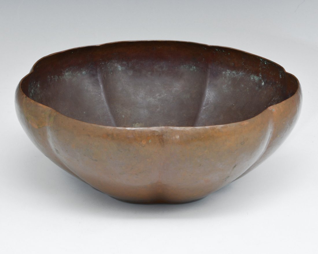 Dirk Van Erp Multi Lobe Floraform Bowl, open box c1915: Dirk Van Erp Multi Lobe Floraform Bowl, open box stamp, c 1915, 3.5"h x 9.5"d, very good original condition.