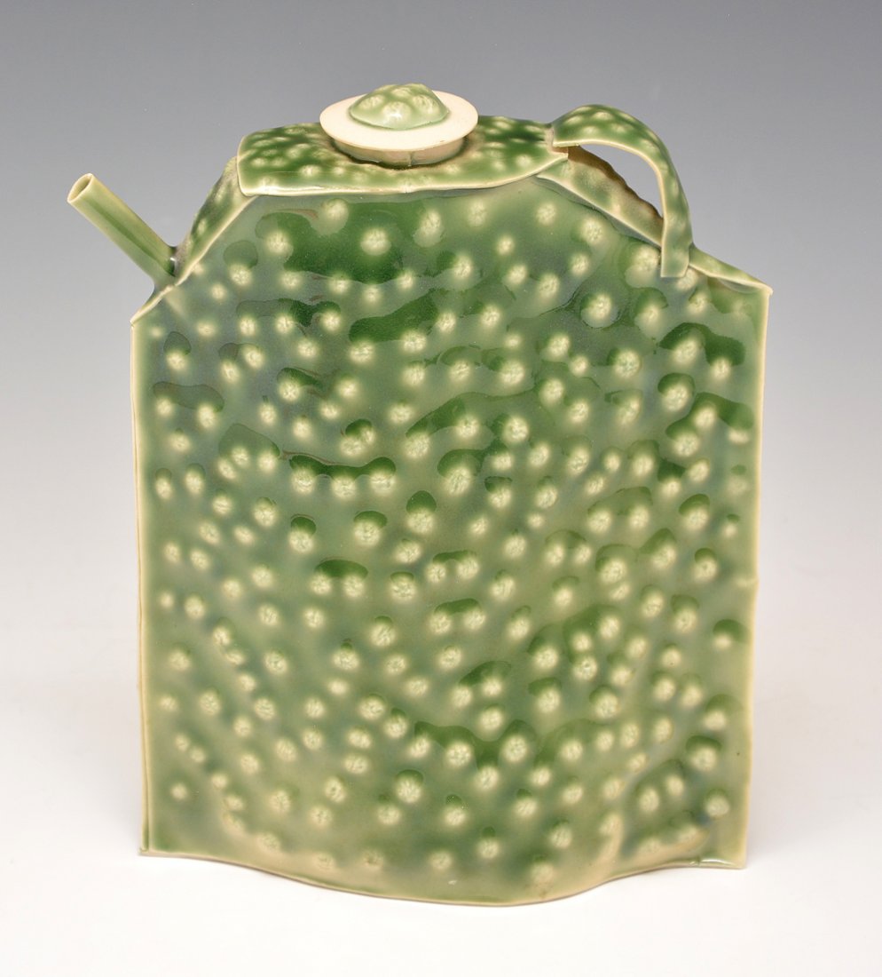 Philip Cornelius Glazed Porcelain Teapot, "Zanjo": Philip Cornelius (b. 1934), Glazed porcelain teapot, "Zanjo," 1981; Signed, titled, and dated at bottom, 7 5/8" x 5 3/4", no apparent damage