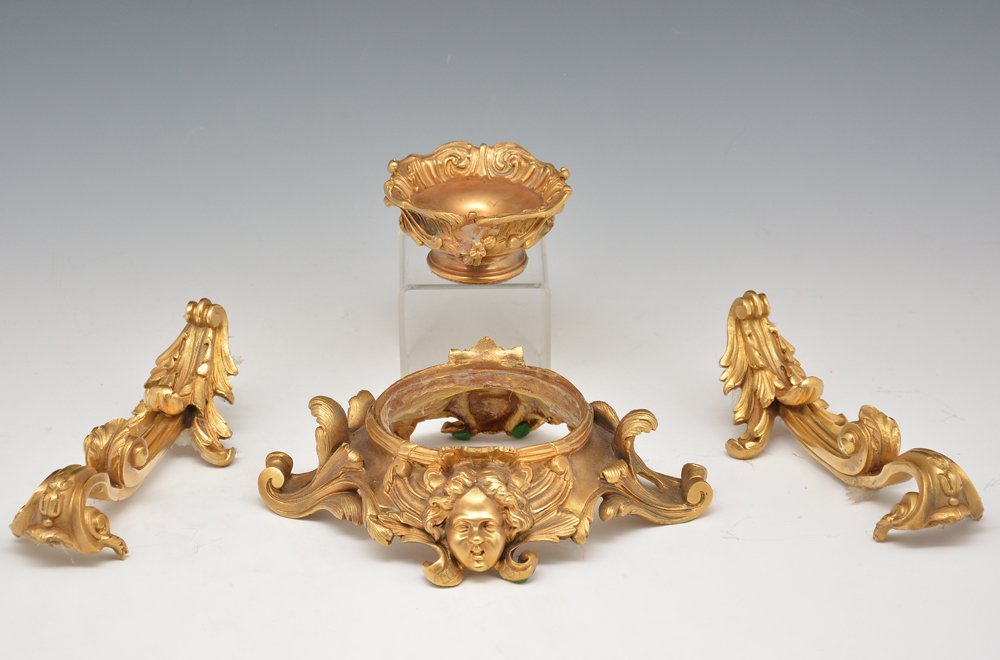 Lot of Gilt Bronze Ormolu: Lot of Gilt Bronze Ormolu, 5" diameter, good condition