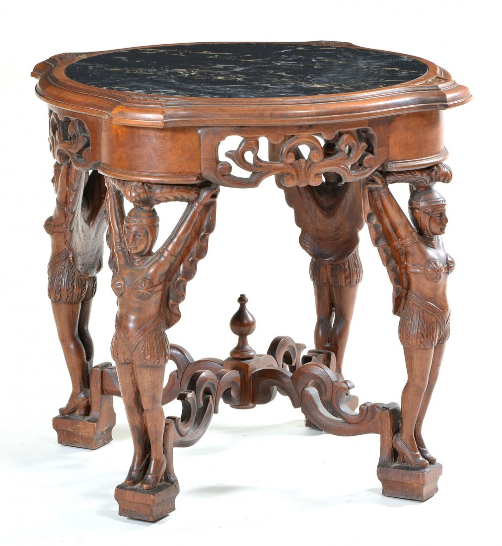 Art Deco marble top table, female figure supports (1 of 1)