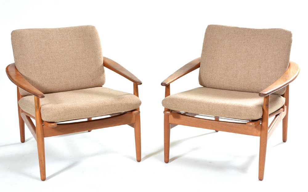 Pair Mid-Century Teak Open Armchairs, Danish (1 of 3)