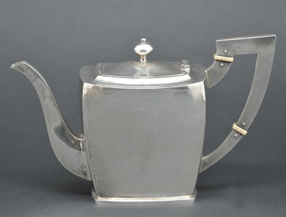 A Chinese export silver teapot, Hung Chong, 6"t (1 of 2)