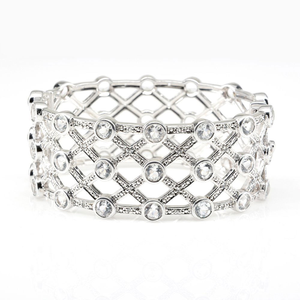 Silver and White Topaz Bracelet (1 of 1)