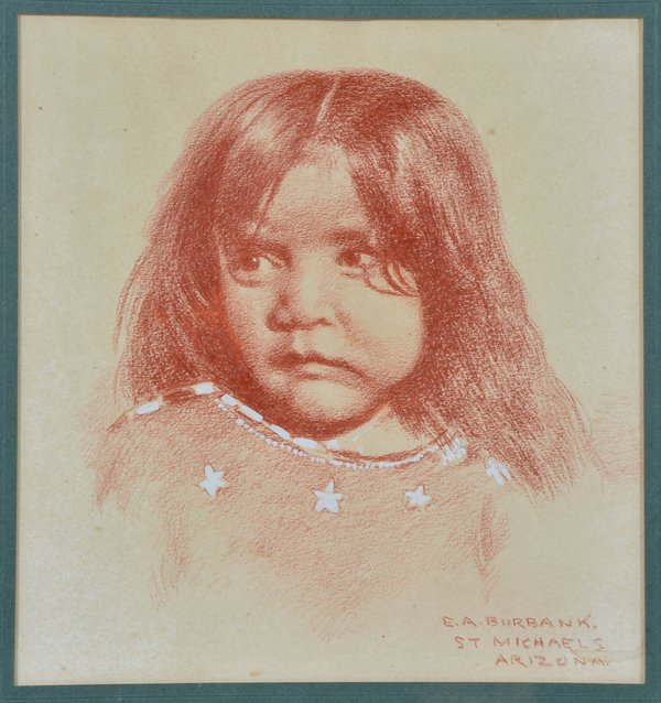 E. A. Burbank, Conte crayon, native american child (1 of 3)