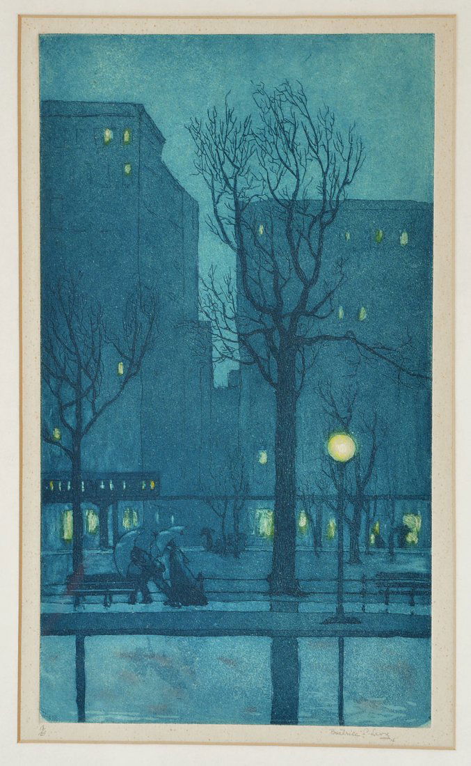 Beatrice S Levy colored etching, 1914 (1 of 2)
