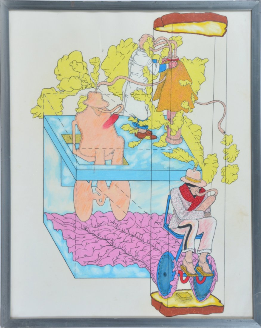 Terry Allen, watercolor, "Subway to Breakfast" (1 of 2)