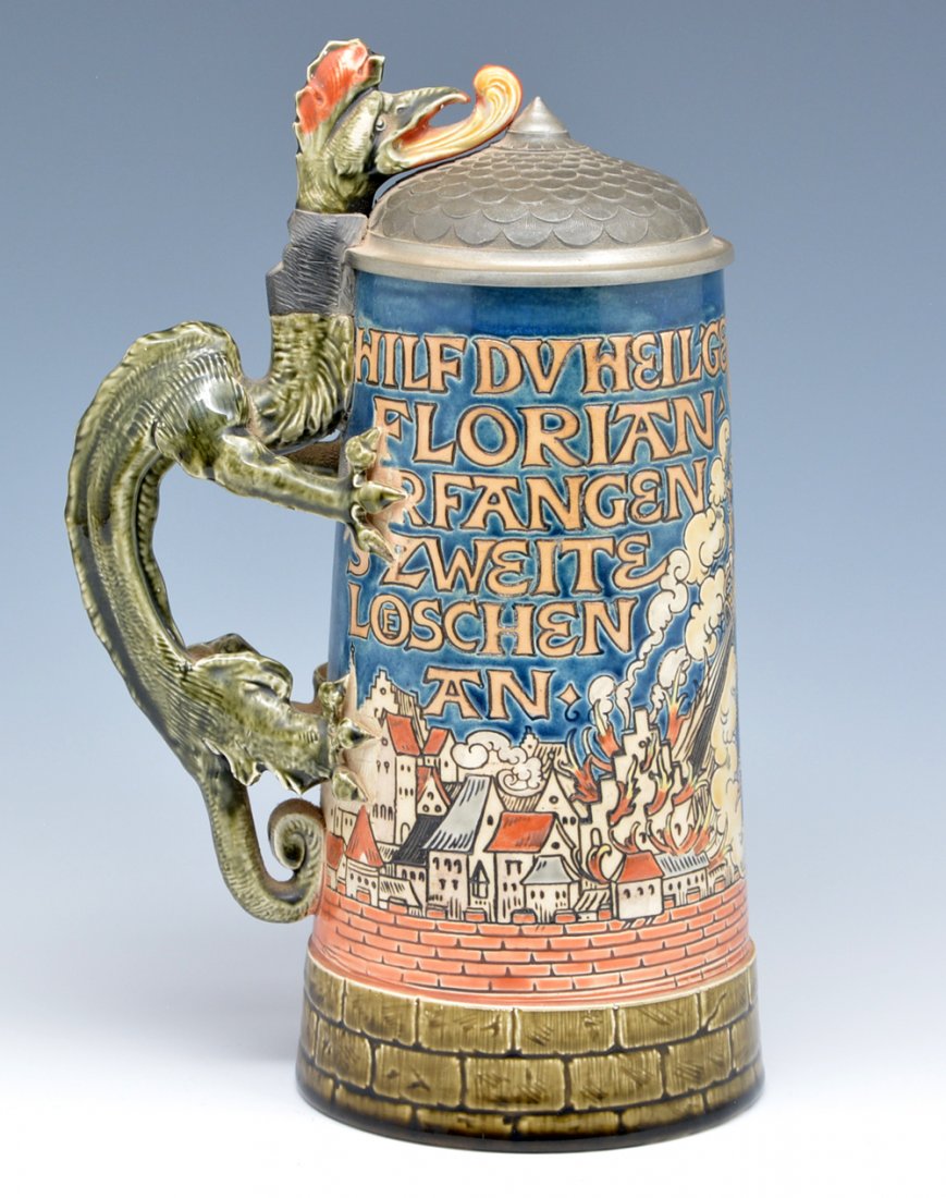Mettlach #1786 Stein, St. Florian, 1l (1 of 4)