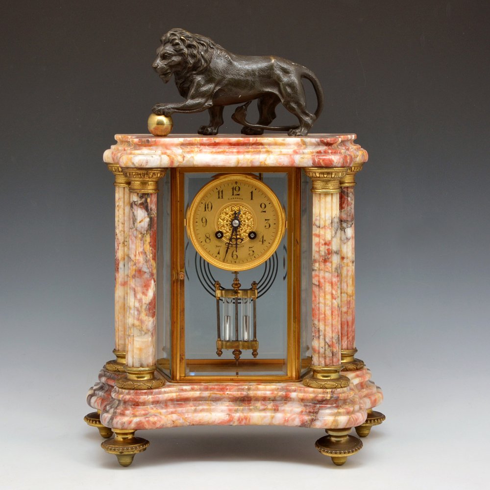 French Bronze & Rouge Marble Mantle Clock (1 of 1)