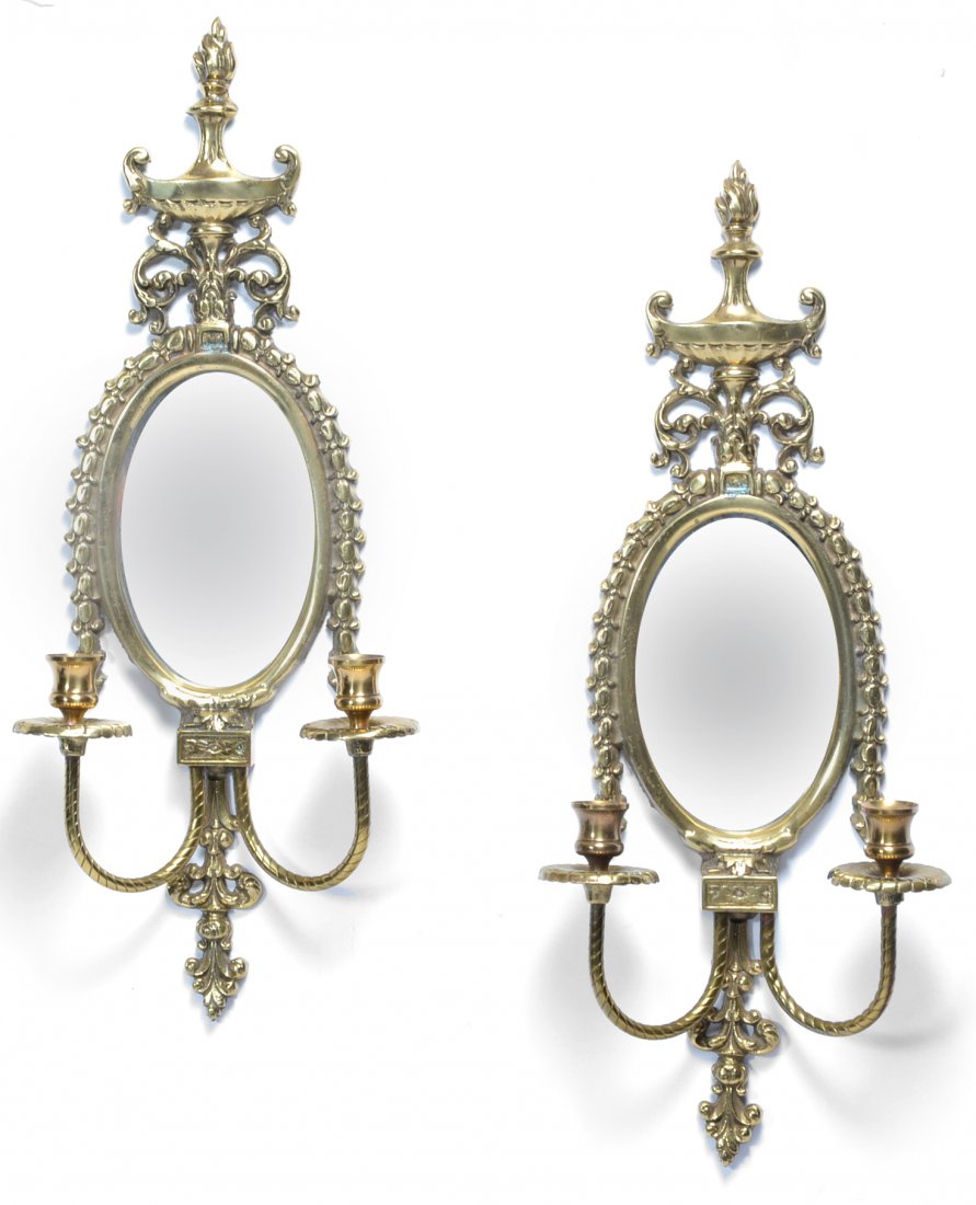 Pair of 2 Light Mirror-Back Sconces (1 of 1)