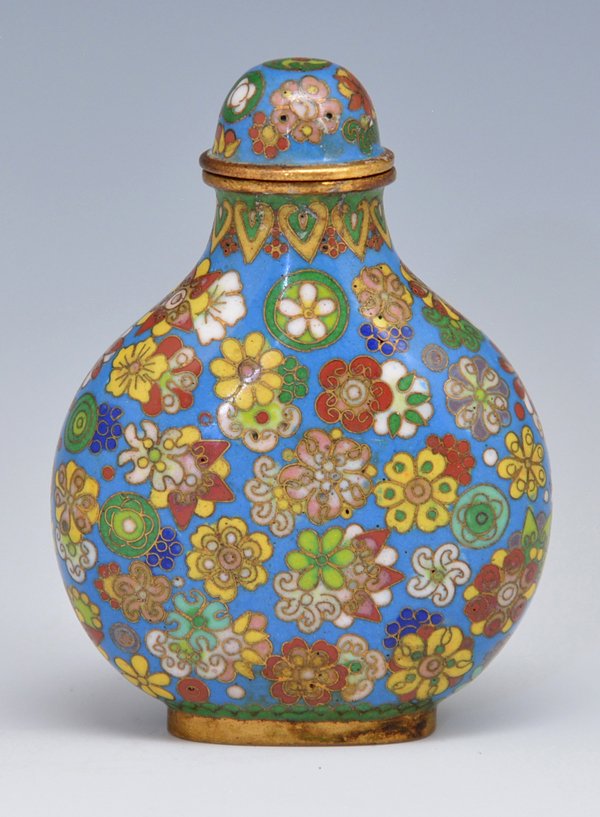Chinese cloisonne snuff bottle, 3"t (1 of 3)