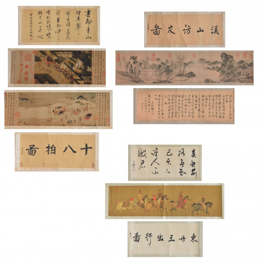 Three chinese hand painted scrolls (1 of 5)