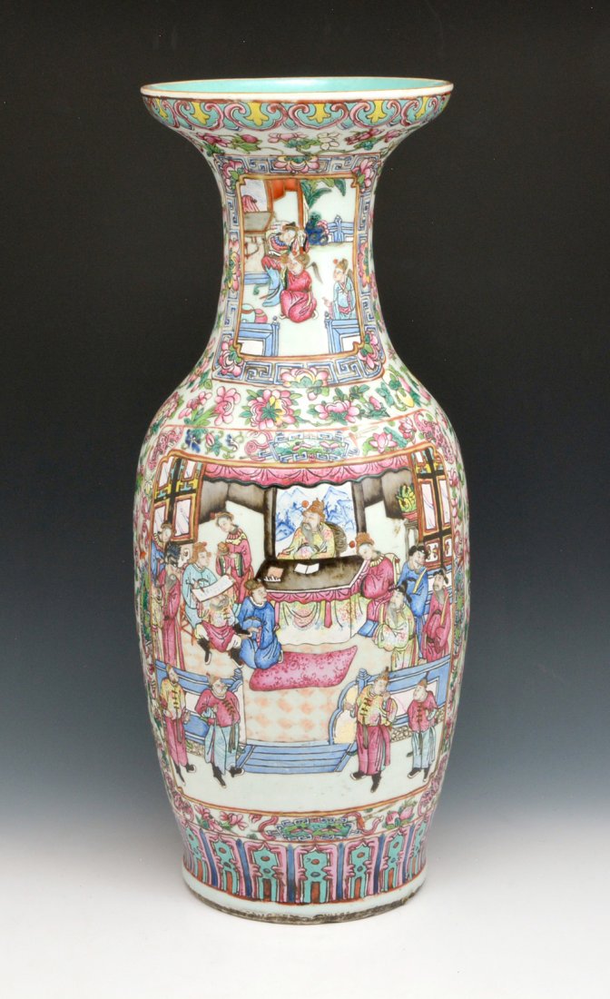Chinese Floor Vase, Rose Canton, 25" tall (1 of 5)