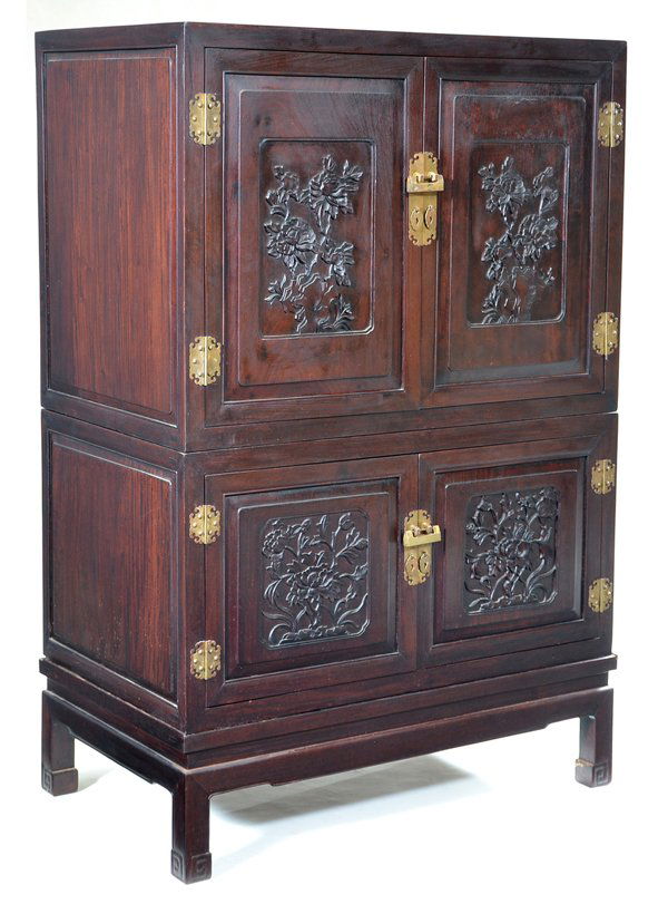 Chinese rosewood 4 door cabinet (1 of 2)