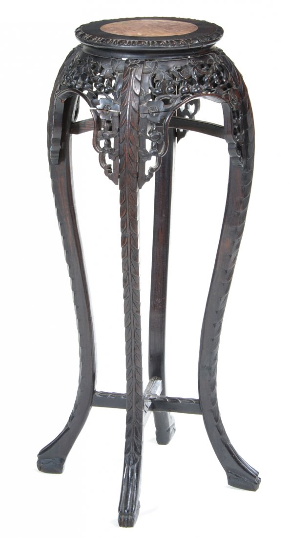 Chinese stand, openwork carving, marble top, 36"t (1 of 1)