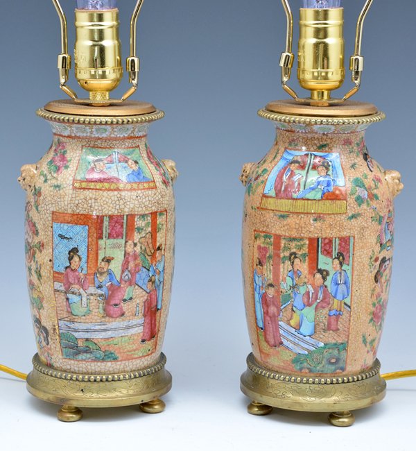 Pair of Chinese vases converted to boudoir lamps (1 of 2)