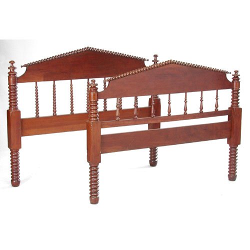Jenny Lind Spool Bed.: BED. American cherry Jenny Lind spool turned bed. 54 1/2" x 43 1/2". In very good restored condition.