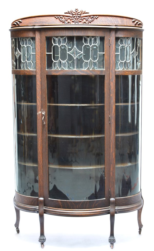 American Victorian oak china cabinet, 19th c (1 of 1)