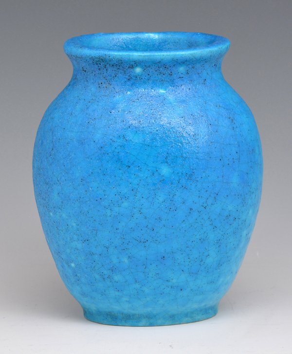Lachenal Blue French Pottery Vase, 7.25" tall (1 of 3)