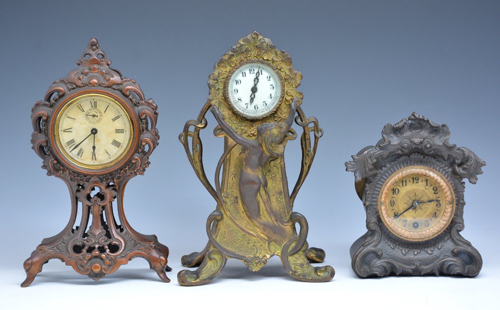 Grouping of three Art Nouveau shelf clocks (1 of 1)