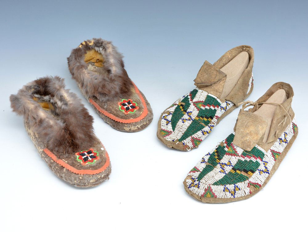 Native American Moccasins, 2 pair, largest 11" long (1 of 1)