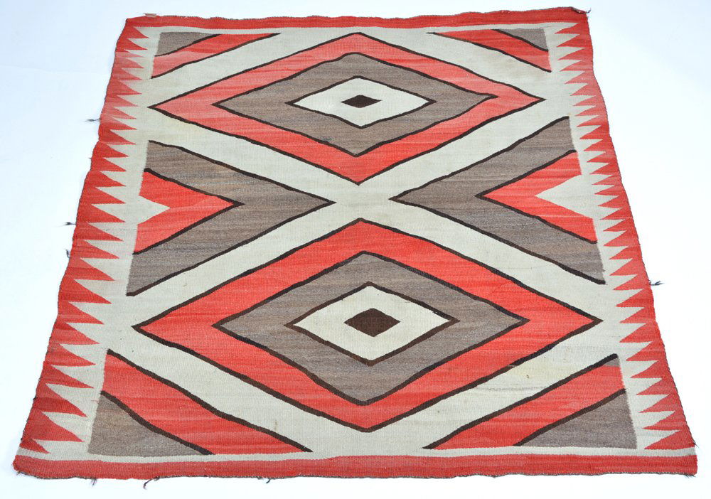 Navajo Carpet, double diamond motif, 4' 9" square (1 of 2)