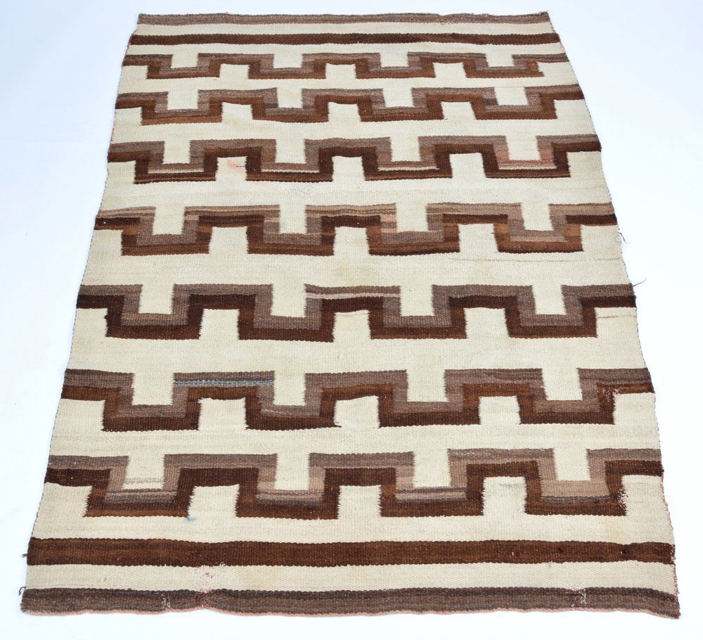Navajo Carpet, brown geometric, 5'10" x 4'4" (1 of 2)