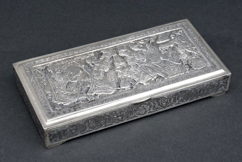 Persian Silver Cigarette Box, Mkd 84, sgnd Honar Jue (1 of 2)